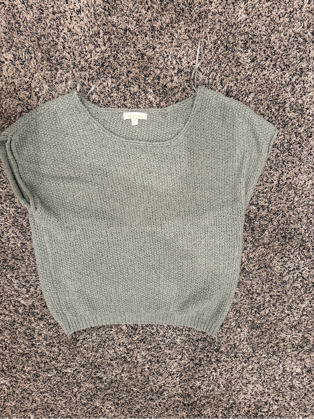 moon & madison Light Sage Knit Cap Sleeve Top